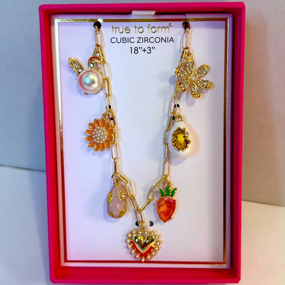 True to Form Easter Gold CZ Charm Necklace